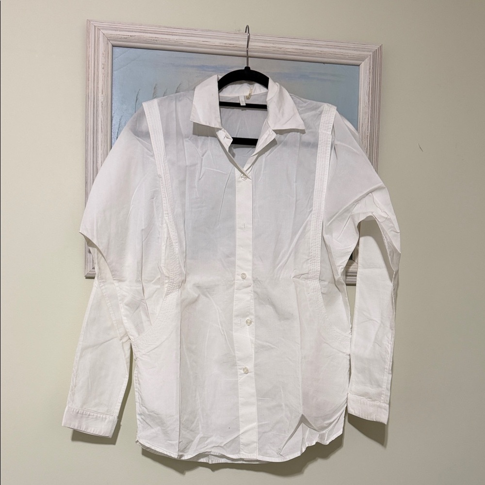 7 For All Mankind White Button Down oversized pockets women Shirt XS